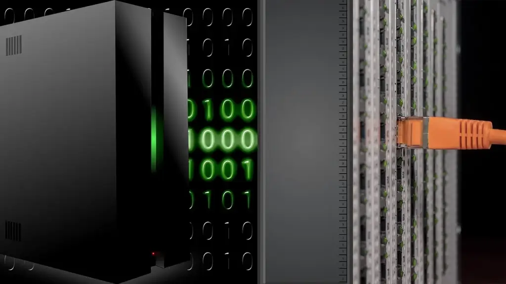 Data center with multiple servers representing microservices